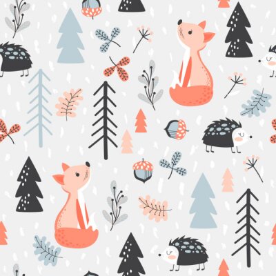 Behang Scandinavische bosdieren