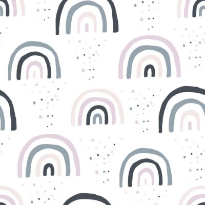 Behang Scandinavische kinderregenbogen in grijstinten