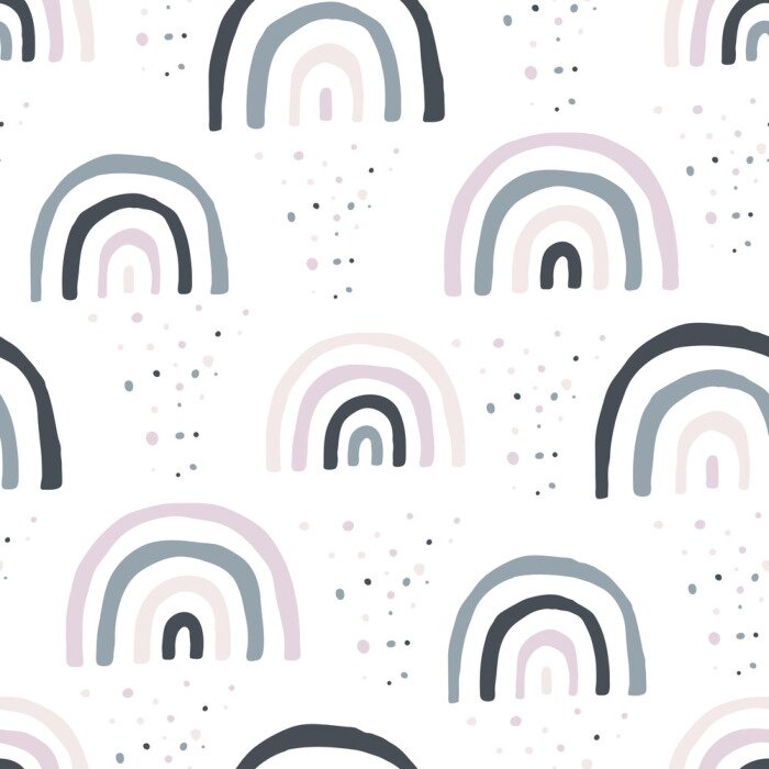 Behang Scandinavische kinderregenbogen in grijstinten