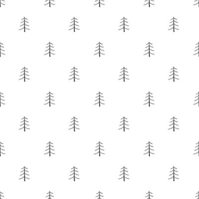 Behang Scandinavische kleine kerstbomen op een witte achtergrond