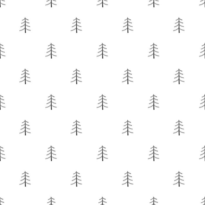 Behang Scandinavische kleine kerstbomen op een witte achtergrond