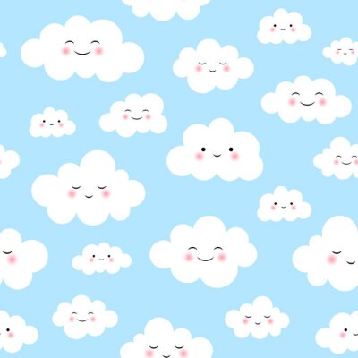 Behang Schattig Cloud naadloze patroon Vector