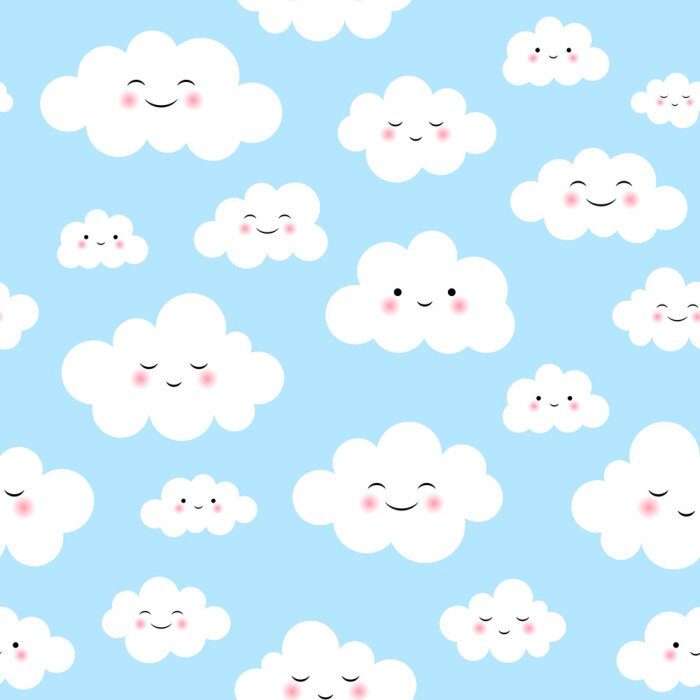 Behang Schattig Cloud naadloze patroon Vector