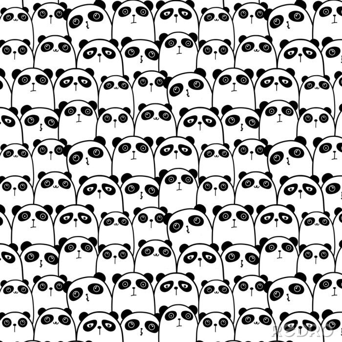 Behang Schattig Panda Vector patroon achtergrond. Vector illustratie.