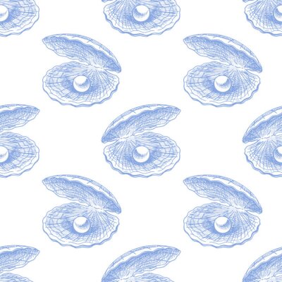 Behang Schelp met een parel in zachte kleuren