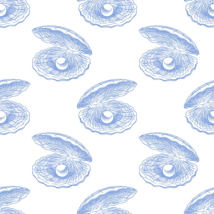 Behang Schelp met een parel in zachte kleuren