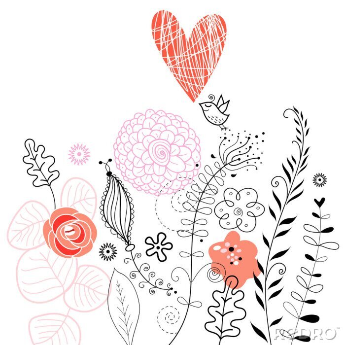 Behang Schetsen van flora en fauna