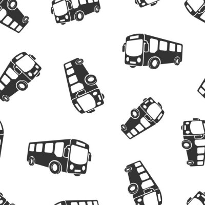 Behang School bus icon seamless pattern background. Autobus vector illustration on white isolated background. Coach transport business concept.
