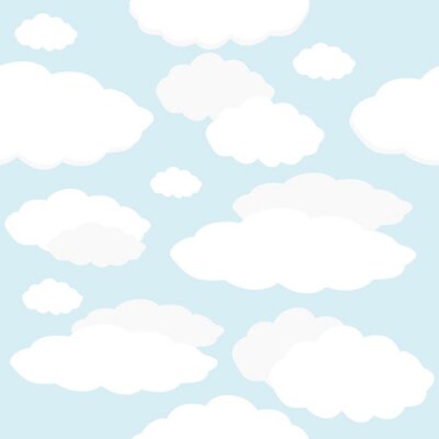 Behang seamless background with clouds blue sky