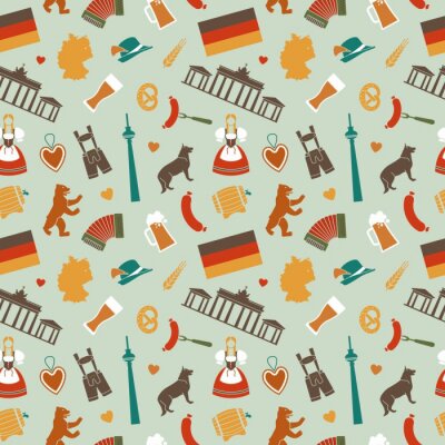 Behang Seamless background with traditional symbols of Germany