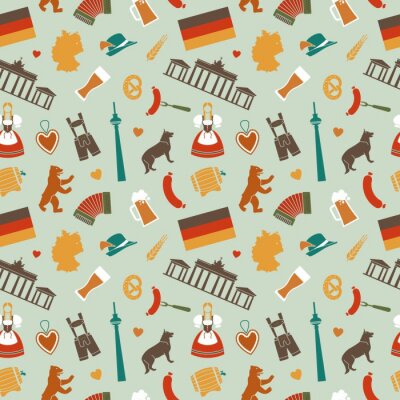 Behang Seamless background with traditional symbols of Germany