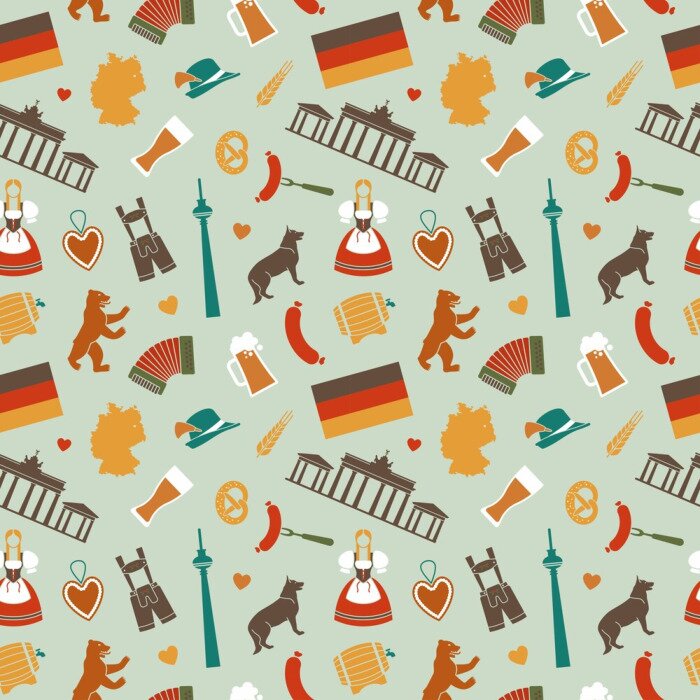 Behang Seamless background with traditional symbols of Germany