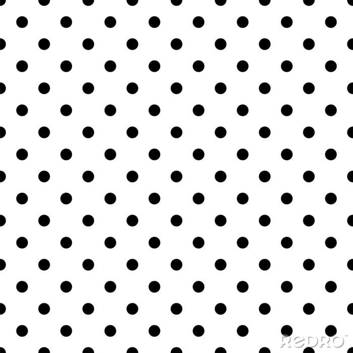Behang Seamless black polka dot pattern on white. Vector illustration.