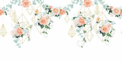Sticker Seamless border with wedding decor for wallpaper