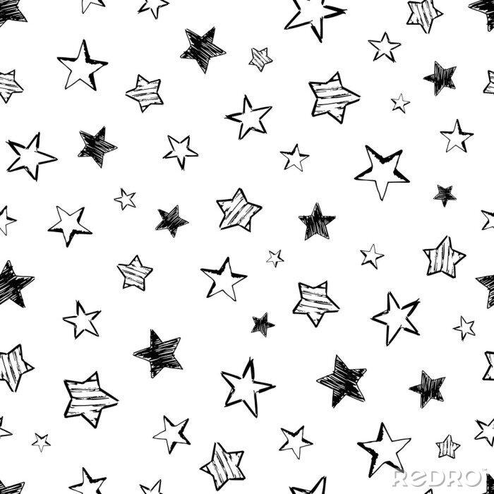 Behang Seamless doodle hand drawn stars