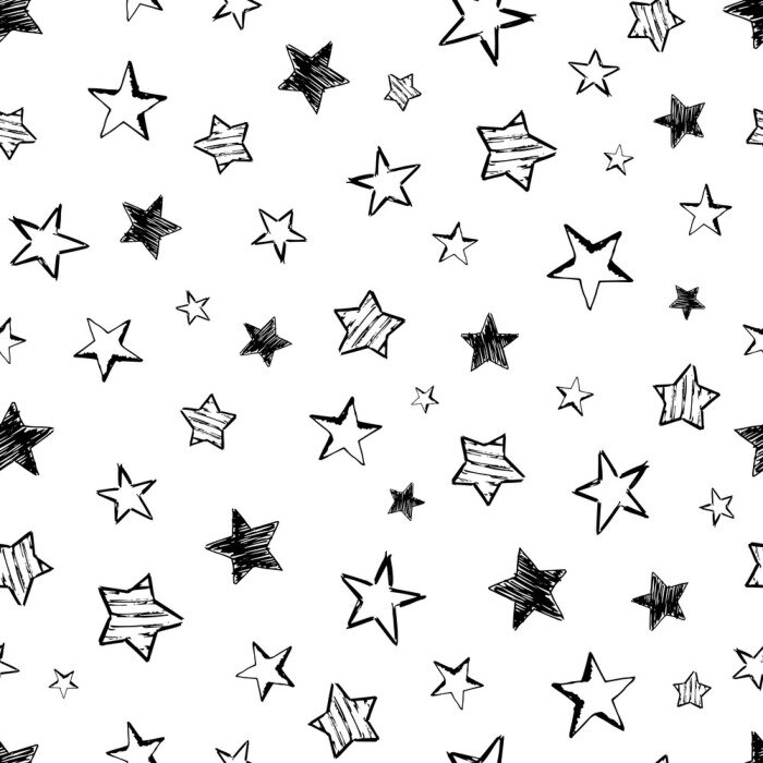 Behang Seamless doodle hand drawn stars