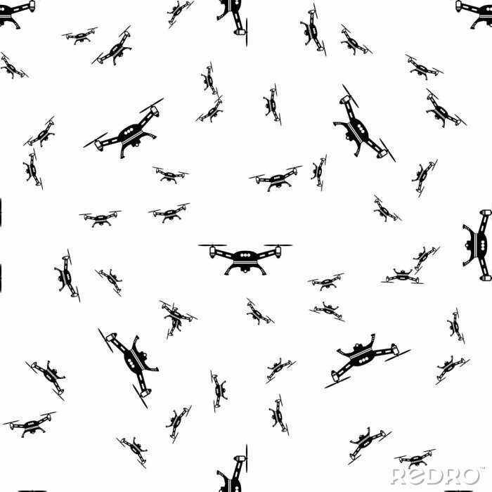 Behang seamless drone pattern on a white background. simple drone icon creative design. Can be used for wallpaper, web page background, textile