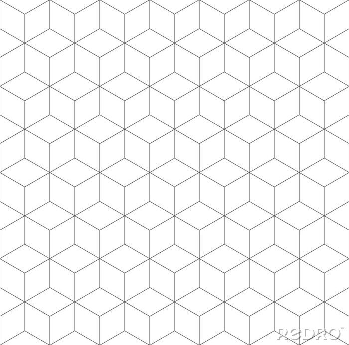 Behang Seamless geometric pattern. Cubic hexagon texture. Rhomb mesh background.