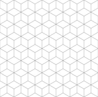 Behang Seamless geometric pattern. Cubic hexagon texture. Rhomb mesh background.