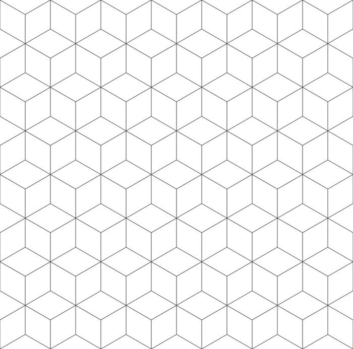 Behang Seamless geometric pattern. Cubic hexagon texture. Rhomb mesh background.