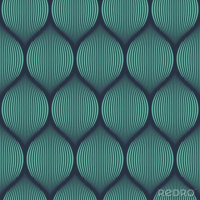 Behang Seamless neon blue optical illusion woven pattern vector