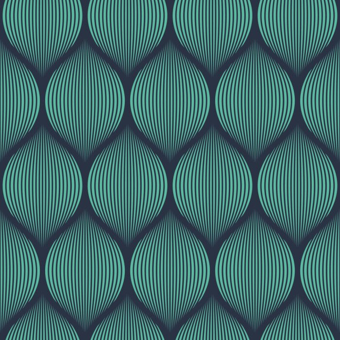 Behang Seamless neon blue optical illusion woven pattern vector