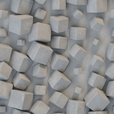 Behang Seamless pattern concrete cubes 3D rendering