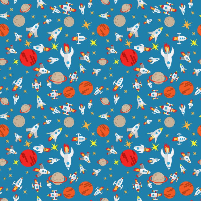 Behang seamless pattern of space ships 3 14.02.2018