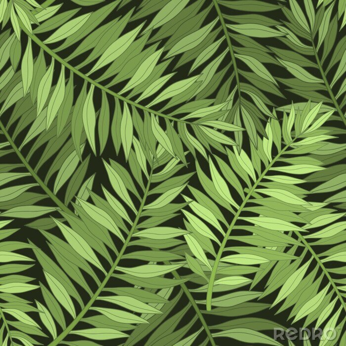 Behang Seamless pattern of the palm branches.