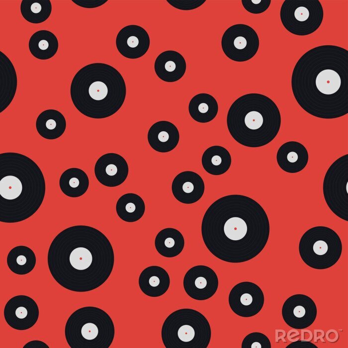 Behang Seamless pattern of vinyl records