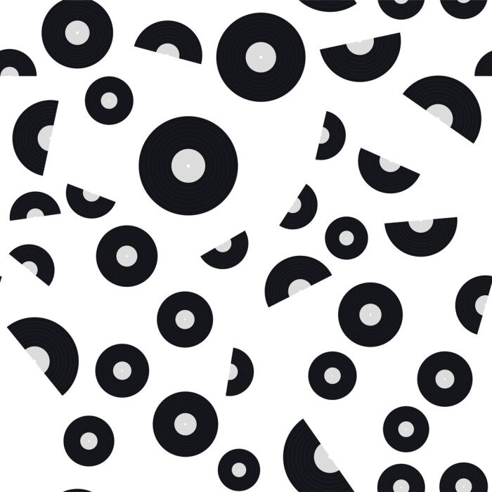 Behang Seamless pattern of vinyl records