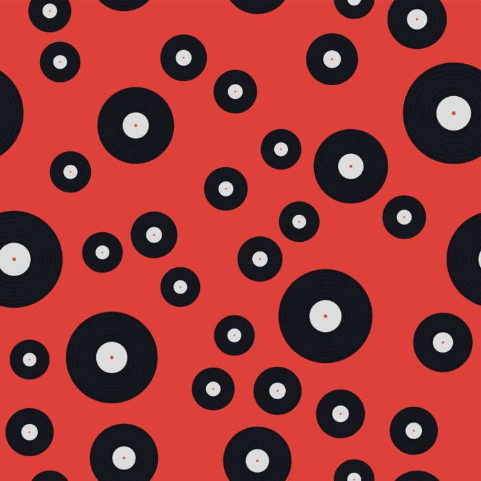 Behang Seamless pattern of vinyl records