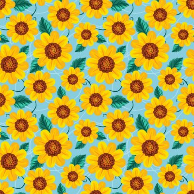 Behang Seamless pattern sunflower