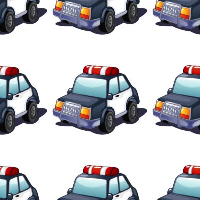 Behang Seamless pattern tile cartoon with police car