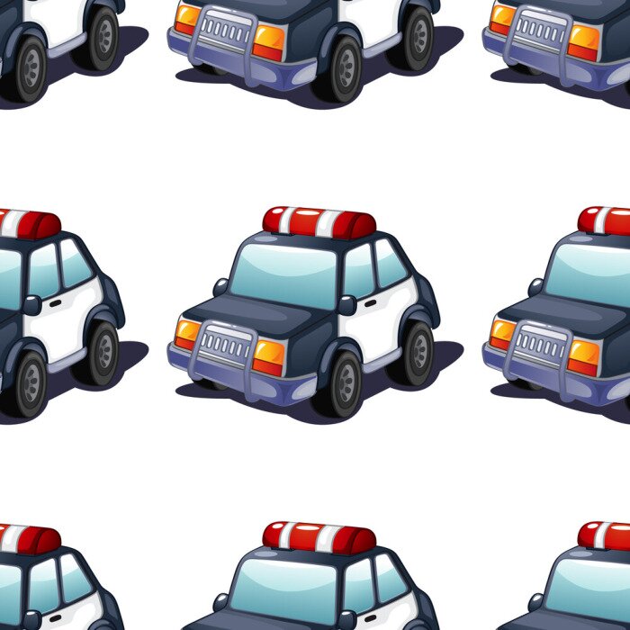 Behang Seamless pattern tile cartoon with police car
