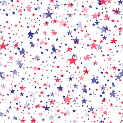 Behang Seamless pattern with blue and red stars. Vector