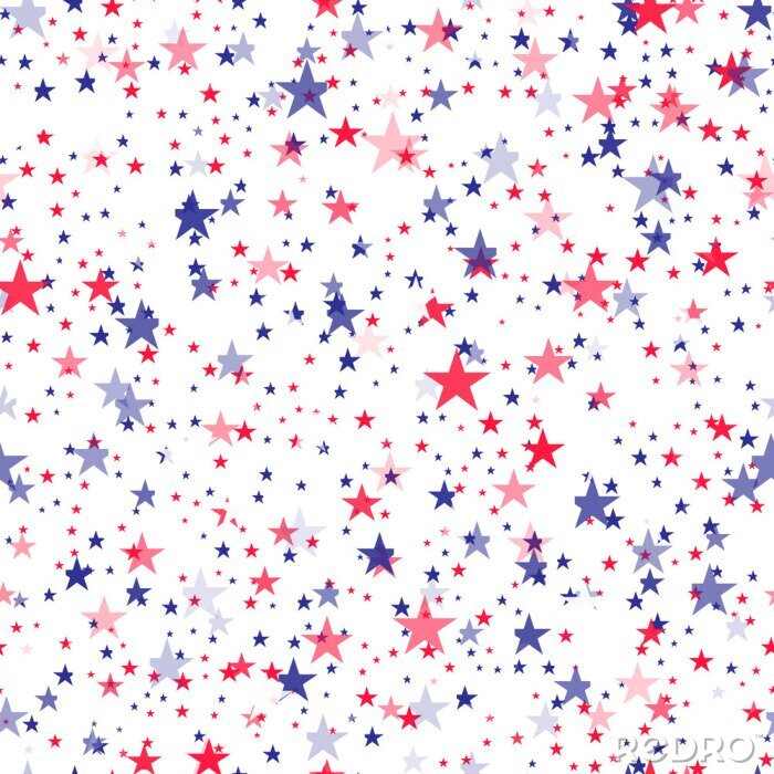 Behang Seamless pattern with blue and red stars. Vector