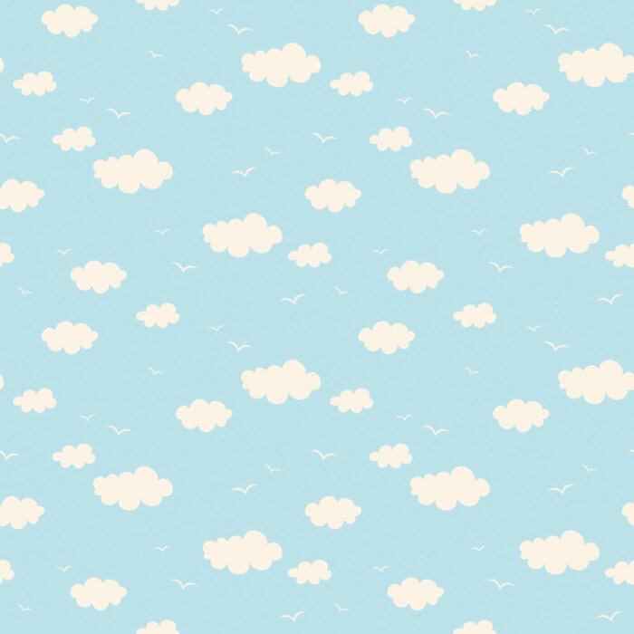 Behang seamless pattern with clouds and birds