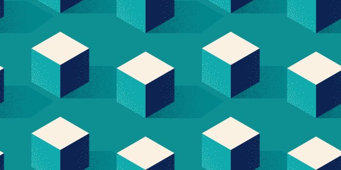 Behang Seamless pattern with cube or box shape on green background in modern dotted texture style