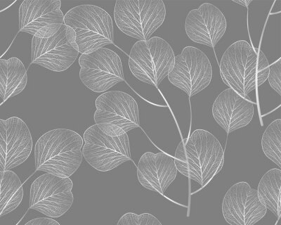 Behang Seamless pattern with eucalyptus leaves.Vector illustration.