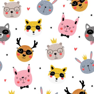 Behang Seamless pattern with funny animals