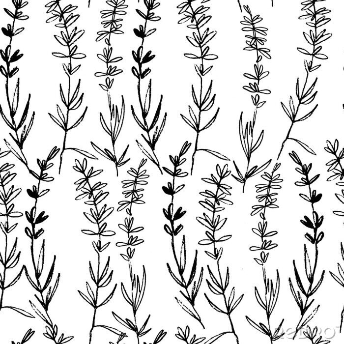 Behang Seamless pattern with hand drawn lavender plants for surface design and other design projects