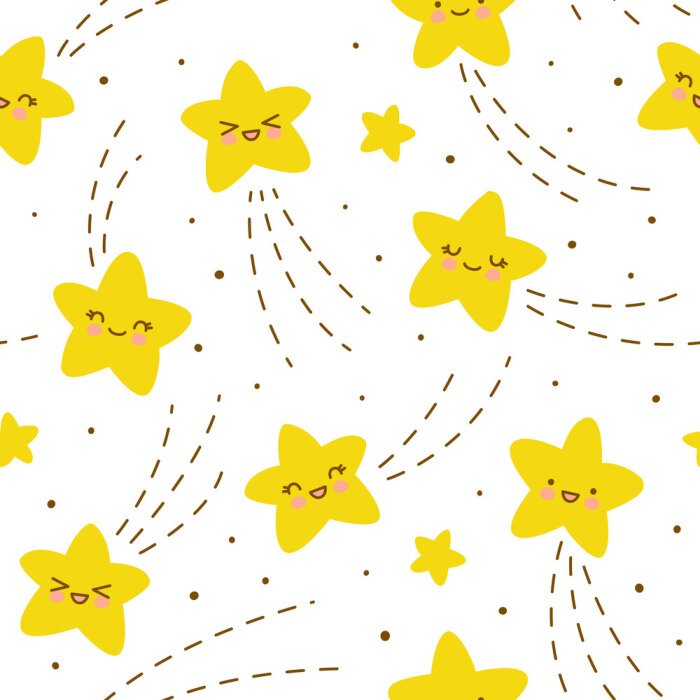 Behang Seamless pattern with kawaii stars