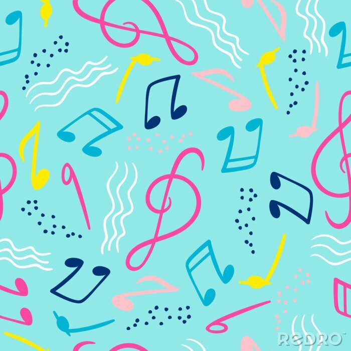 Behang Seamless pattern with musical notes. Vector hand draw background