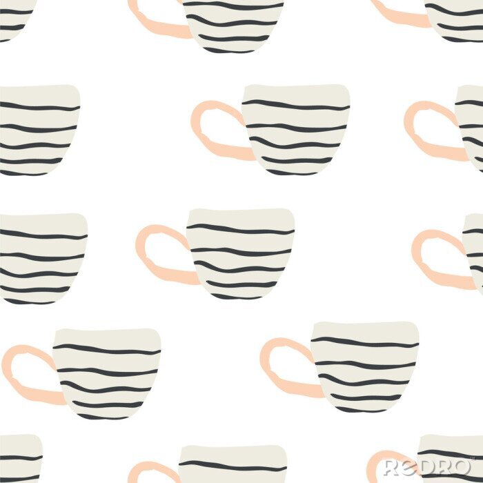 Behang seamless pattern with scandinavian style cups