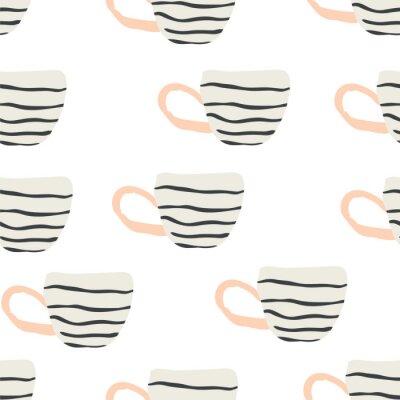 Behang seamless pattern with scandinavian style cups