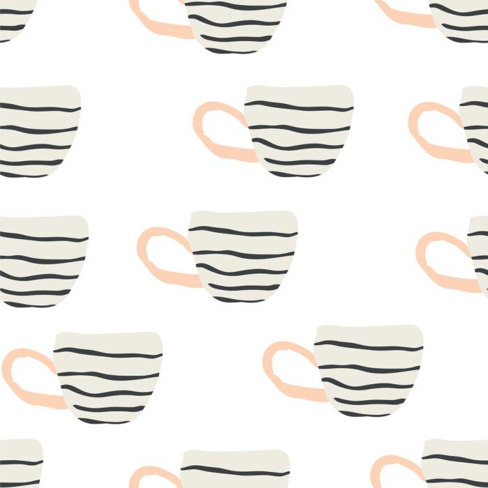Behang seamless pattern with scandinavian style cups
