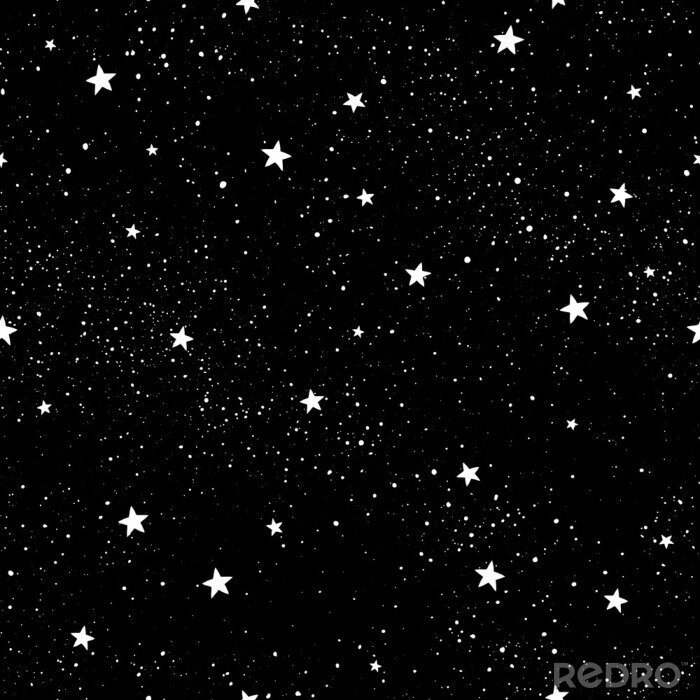Behang Seamless pattern with stars. Hand drawn stars texture. Night starry sky.