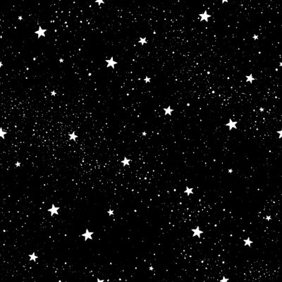 Behang Seamless pattern with stars. Hand drawn stars texture. Night starry sky.