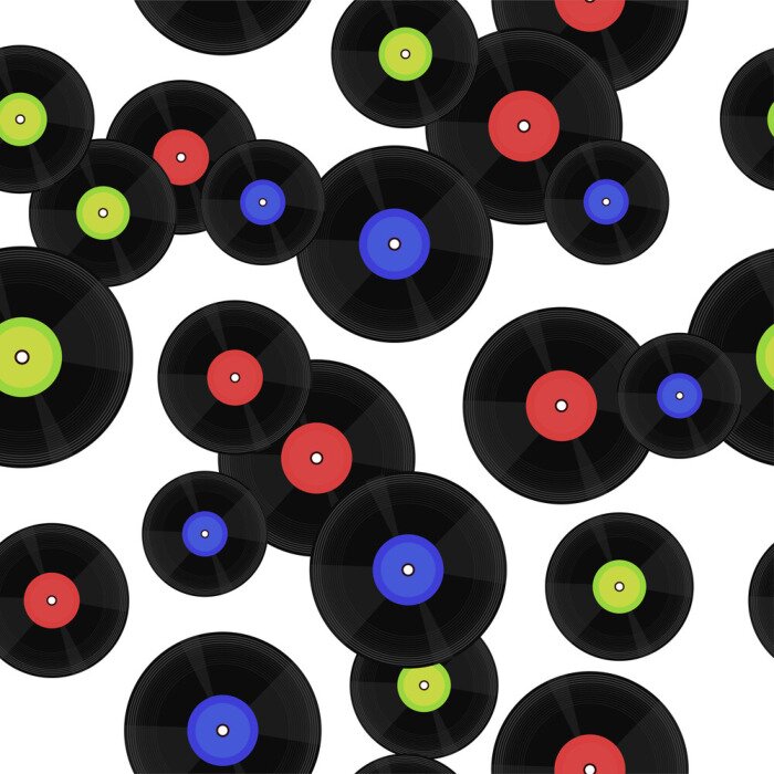 Behang Seamless pattern with vinyl records. Vector graphics.
